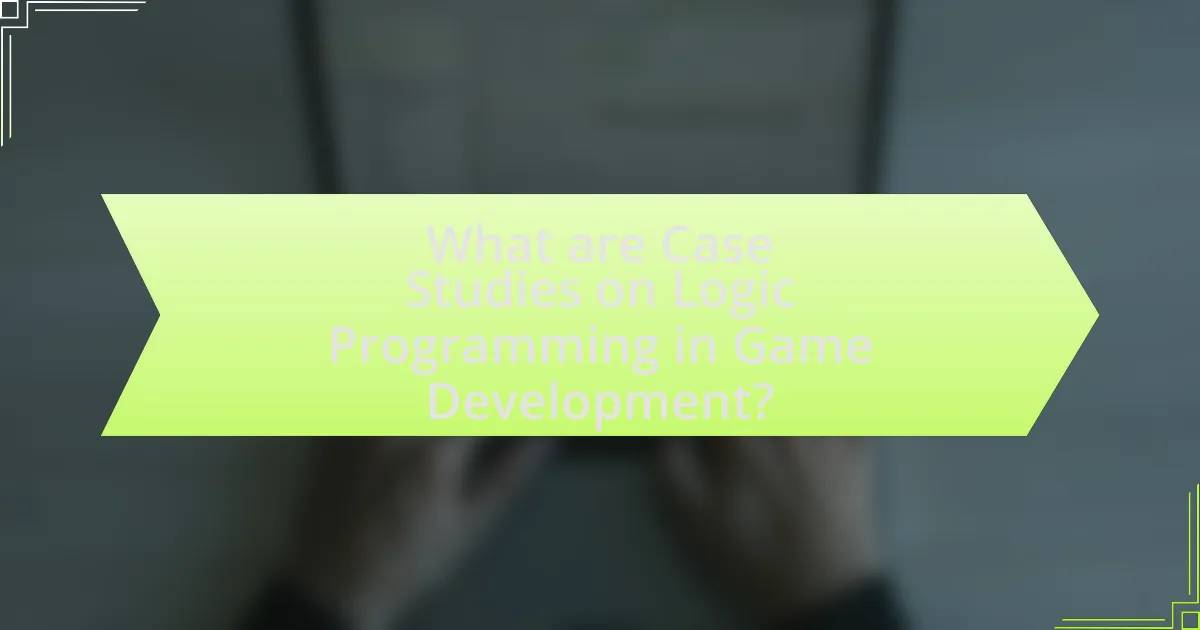 What are Case Studies on Logic Programming in Game Development?